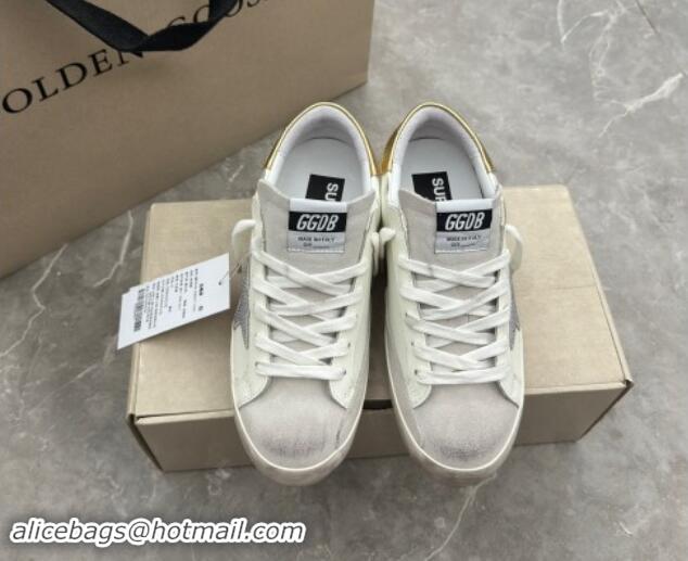 Purchase Golden Goose Super-Star Sneakers in White Leather with Strass Star and Gold Heel 009054