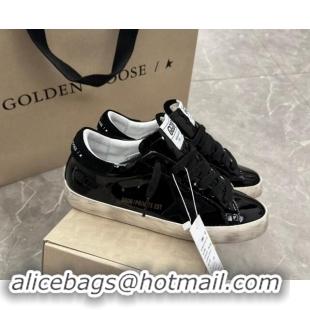 Feminine Golden Goose Super-Star Sneakers in Black Patent Leather and Suede 009055