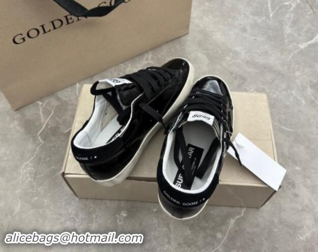 Feminine Golden Goose Super-Star Sneakers in Black Patent Leather and Suede 009055