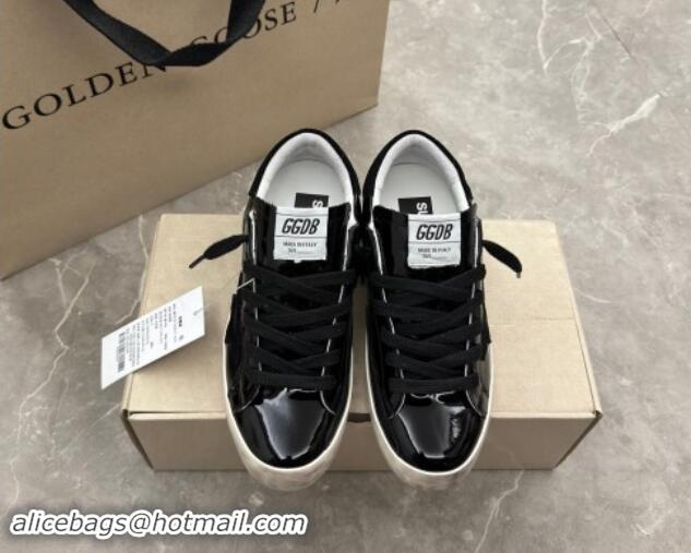 Feminine Golden Goose Super-Star Sneakers in Black Patent Leather and Suede 009055