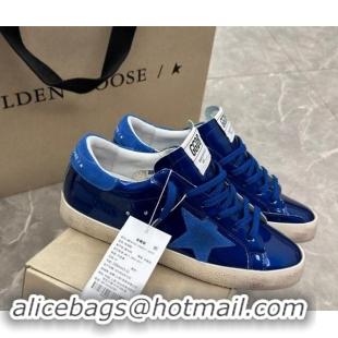 Sumptuous Golden Goose Super-Star Sneakers in Blue Patent Leather and Suede 009056