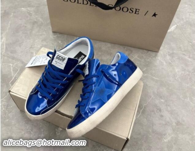 Sumptuous Golden Goose Super-Star Sneakers in Blue Patent Leather and Suede 009056