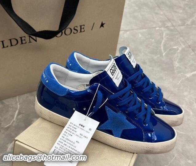 Sumptuous Golden Goose Super-Star Sneakers in Blue Patent Leather and Suede 009056