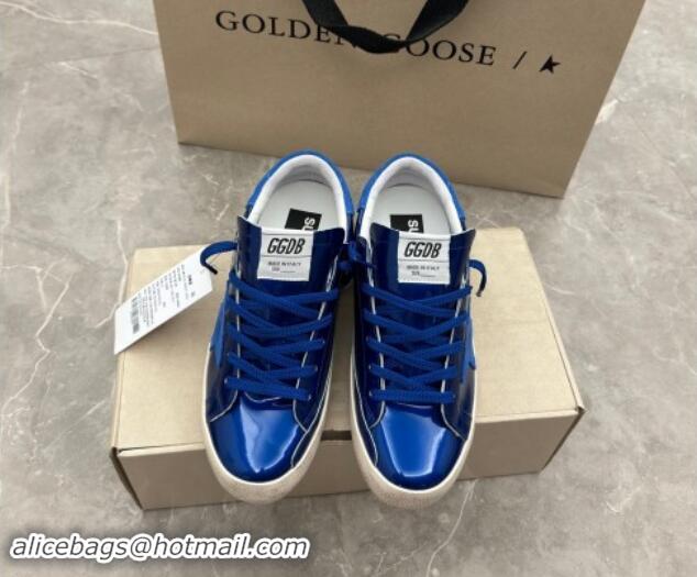 Sumptuous Golden Goose Super-Star Sneakers in Blue Patent Leather and Suede 009056