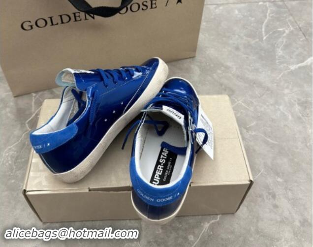 Sumptuous Golden Goose Super-Star Sneakers in Blue Patent Leather and Suede 009056