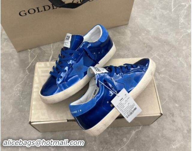 Sumptuous Golden Goose Super-Star Sneakers in Blue Patent Leather and Suede 009056