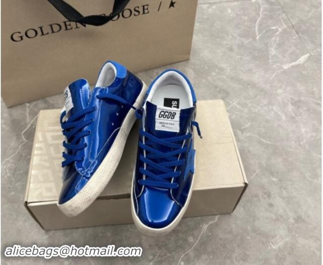 Sumptuous Golden Goose Super-Star Sneakers in Blue Patent Leather and Suede 009056