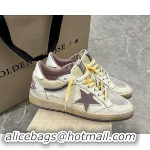 Classic Hot Golden Goose Ball Star Sneakers in nappa leather with mauve purple star and leather heel tab 009058