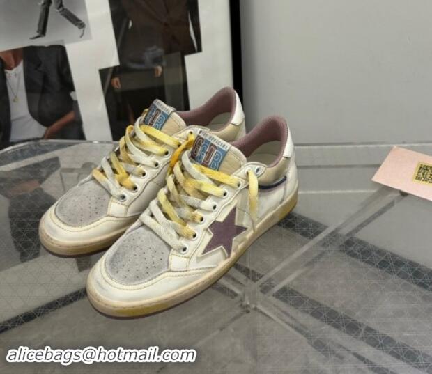 Classic Hot Golden Goose Ball Star Sneakers in nappa leather with mauve purple star and leather heel tab 009058