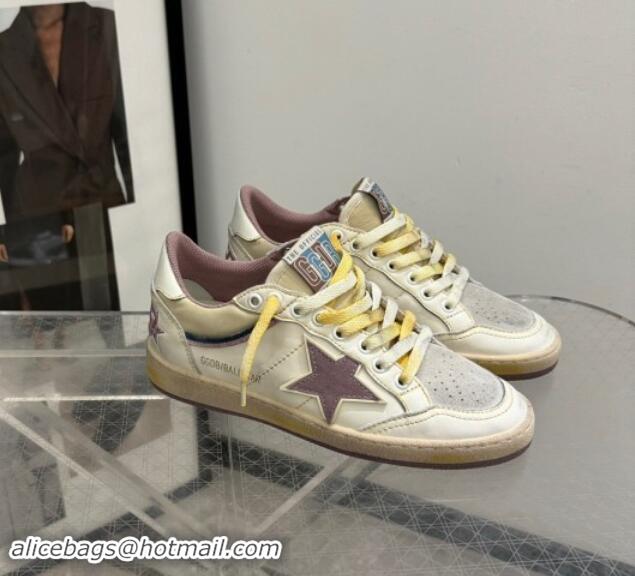 Classic Hot Golden Goose Ball Star Sneakers in nappa leather with mauve purple star and leather heel tab 009058