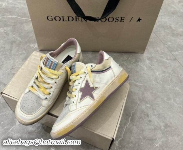 Classic Hot Golden Goose Ball Star Sneakers in nappa leather with mauve purple star and leather heel tab 009058