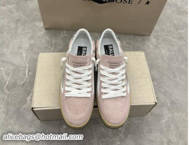 Shop Cheap Golden Goose Ball Star Sneakers in light pink suede with silver star and sequins heel 009063