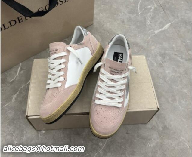 Shop Cheap Golden Goose Ball Star Sneakers in light pink suede with silver star and sequins heel 009063