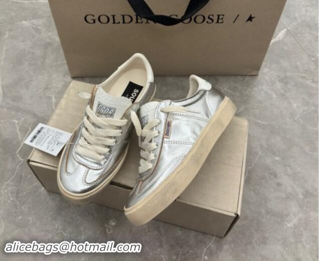 Luxury Golden Goose Soul Star Sneakers in Silver leather with white heel 1009065