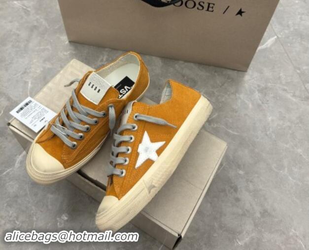 Stylish Golden Goose Women's V-Star sneakers in yellow suede with a white leather star 009067