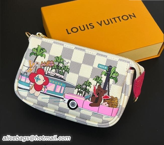 Top Grade Louis Vuitton Damier Azur Canvas Vivienne Mini Pochette Accessoires Bag On Chain Animal M82510