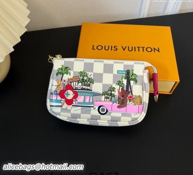 Top Grade Louis Vuitton Damier Azur Canvas Vivienne Mini Pochette Accessoires Bag On Chain Animal M82510