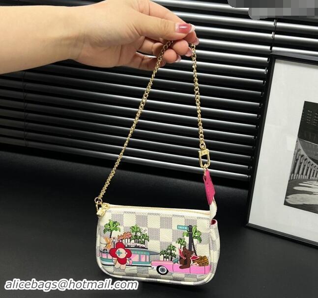 Top Grade Louis Vuitton Damier Azur Canvas Vivienne Mini Pochette Accessoires Bag On Chain Animal M82510