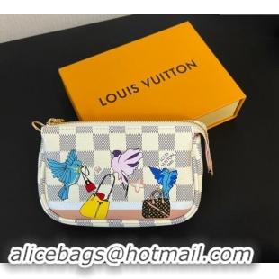 Discount Louis Vuitton Damier Azur Canvas Mini Pochette Accessoires Bag On Chain Bird M82510