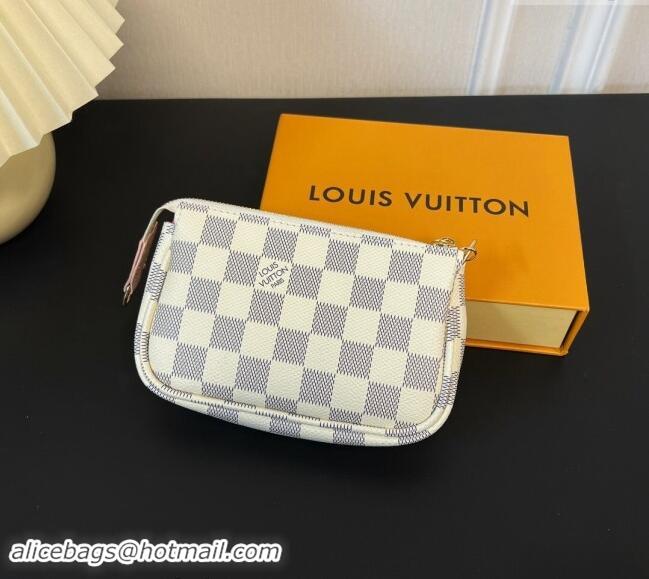 Discount Louis Vuitton Damier Azur Canvas Mini Pochette Accessoires Bag On Chain Bird M82510