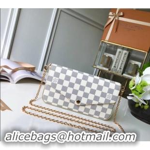 Top Quality Louis Vuitton Damier Azur Canvas Pochette Felicie Chain Wallet WOC N63106