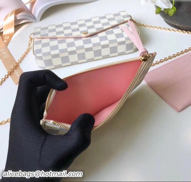 Top Quality Louis Vuitton Damier Azur Canvas Pochette Felicie Chain Wallet WOC N63106