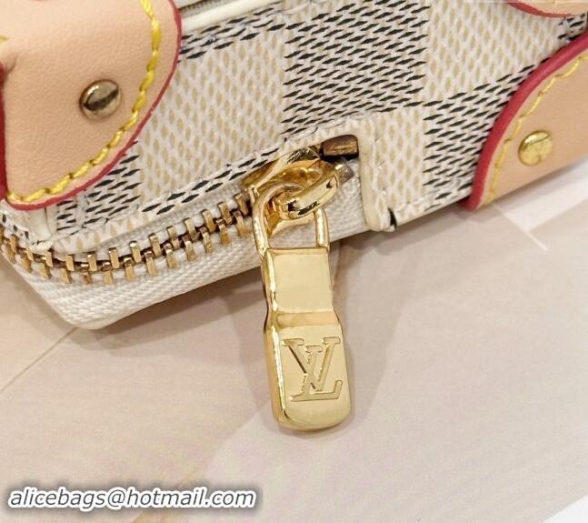 Shop Grade Louis Vuitton Damier Azur Canvas Soft Trunk Pouch Bag Charm and Key Holder LV3008 2024