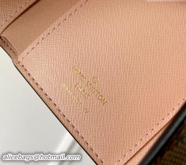 Top Grade Louis Vuitton Damier Ebene Canvas Victorine Wallet N61700 Light Pink