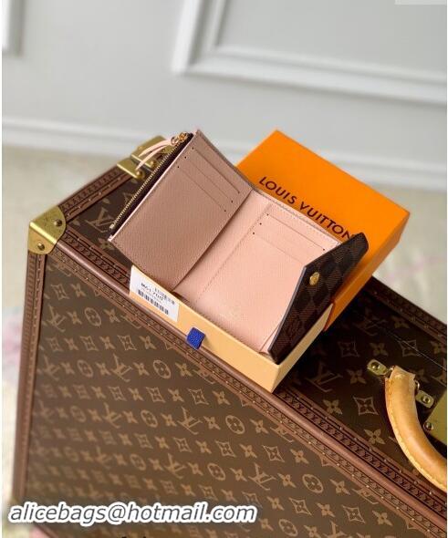 Top Grade Louis Vuitton Damier Ebene Canvas Victorine Wallet N61700 Light Pink