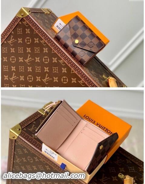 Top Grade Louis Vuitton Damier Ebene Canvas Victorine Wallet N61700 Light Pink