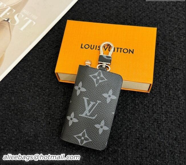 Top Design Louis Vuitton Pouch Bag Charm and Key Holder Black Monogram Graphite LV082201