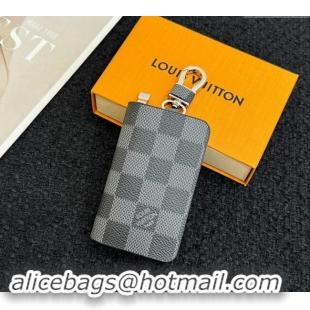 Top Grade Louis Vuitton Damier Graphite Canvas Pouch Bag Charm and Key Holder LV082201