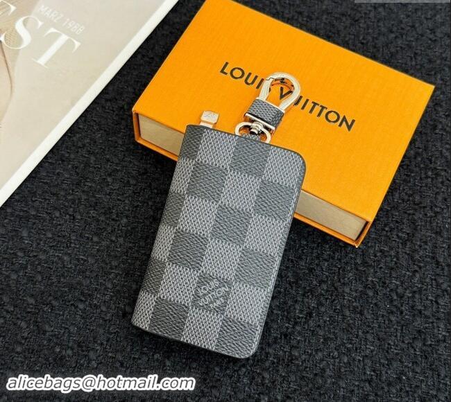 Top Grade Louis Vuitton Damier Graphite Canvas Pouch Bag Charm and Key Holder LV082201