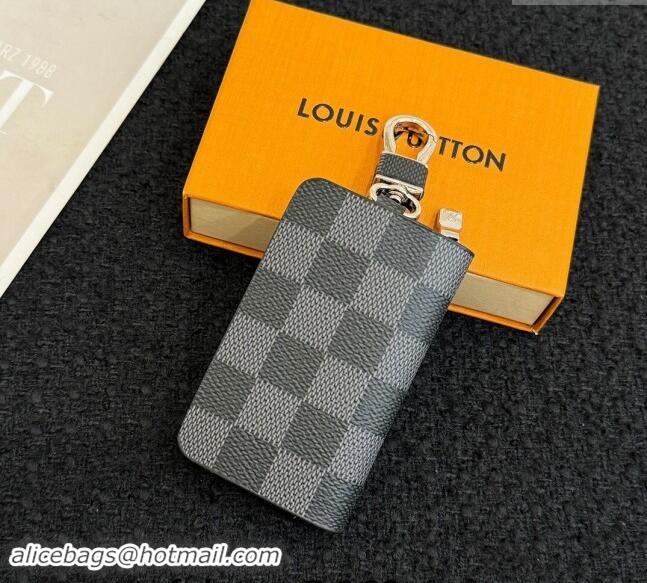 Top Grade Louis Vuitton Damier Graphite Canvas Pouch Bag Charm and Key Holder LV082201