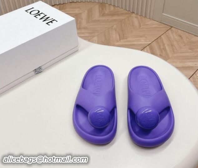 Good Looking Loewe Foam Pebble Thong Slide Sandals in Glossy Rubber Purple 506099