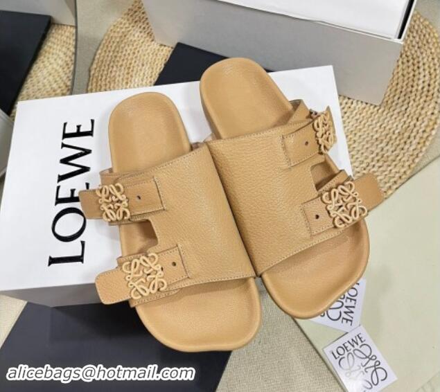 Low Price Loewe Ease Slide Sandals in Lambskin Beige 506105