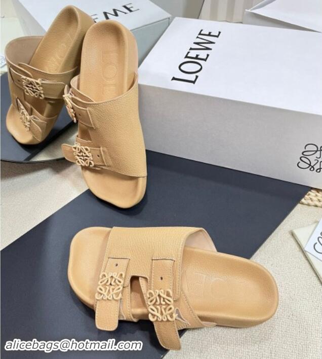 Low Price Loewe Ease Slide Sandals in Lambskin Beige 506105