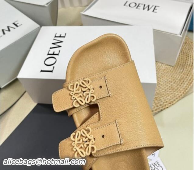 Low Price Loewe Ease Slide Sandals in Lambskin Beige 506105