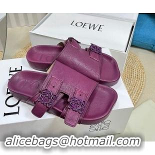 Shop Duplicate Loewe Ease Slide Sandals in Lambskin Purple 506107