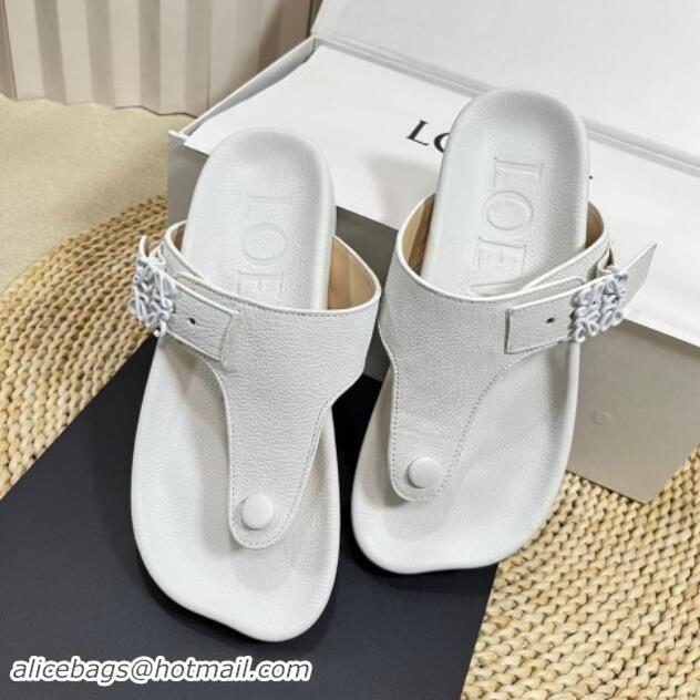 Good Quality Loewe Ease Toe Post Thong Sandals in Lambskin White 506109