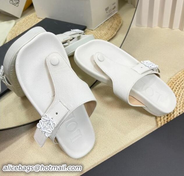 Good Quality Loewe Ease Toe Post Thong Sandals in Lambskin White 506109