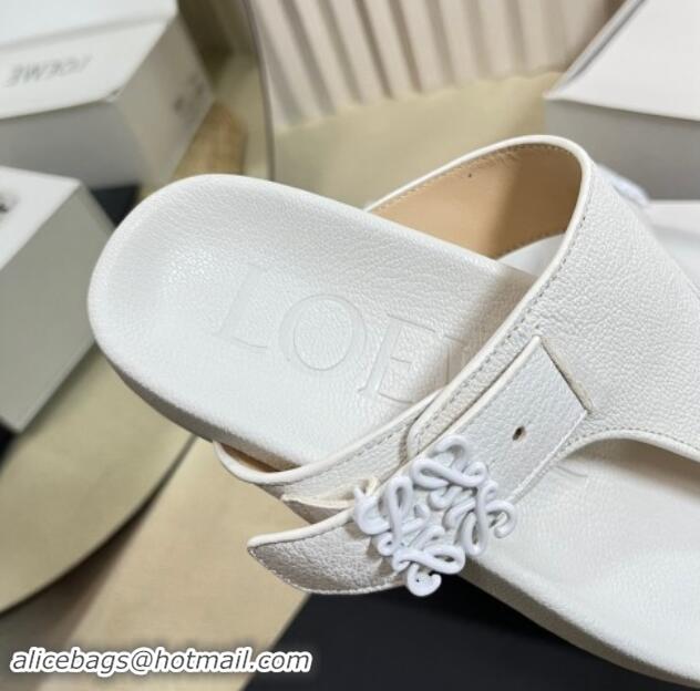 Good Quality Loewe Ease Toe Post Thong Sandals in Lambskin White 506109