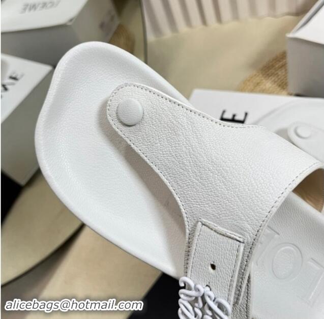 Good Quality Loewe Ease Toe Post Thong Sandals in Lambskin White 506109