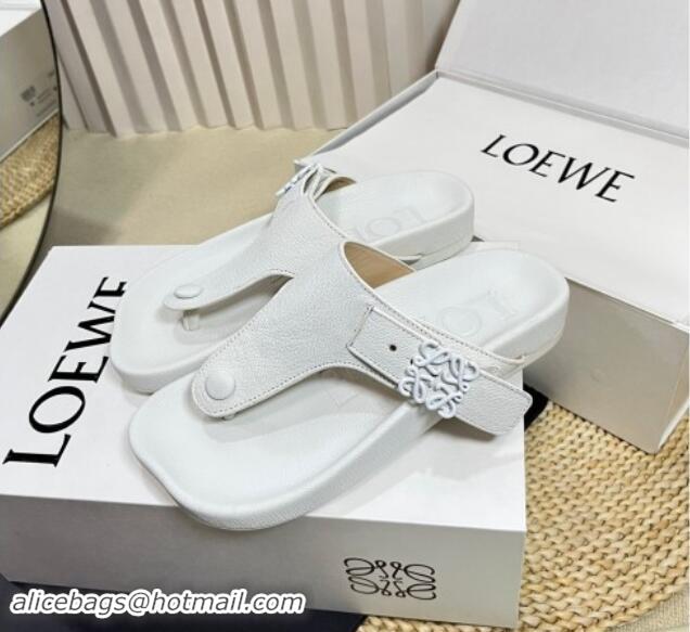 Good Quality Loewe Ease Toe Post Thong Sandals in Lambskin White 506109