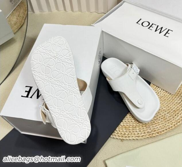 Good Quality Loewe Ease Toe Post Thong Sandals in Lambskin White 506109