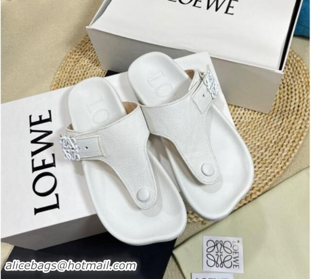 Good Quality Loewe Ease Toe Post Thong Sandals in Lambskin White 506109