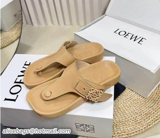 Grade Quality Loewe Ease Toe Post Thong Sandals in Lambskin Beige 0506110