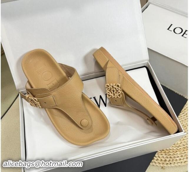 Grade Quality Loewe Ease Toe Post Thong Sandals in Lambskin Beige 0506110