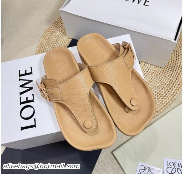 Grade Quality Loewe Ease Toe Post Thong Sandals in Lambskin Beige 0506110