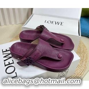 Best Product Loewe Ease Toe Post Thong Sandals in Lambskin Purple 506112